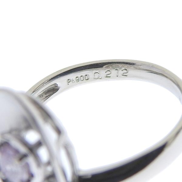 Pt900 Platinum Pink Diamond and Diamond (0.08ct) Ring, Fancy Light Pink Purple, Size 12, for Women