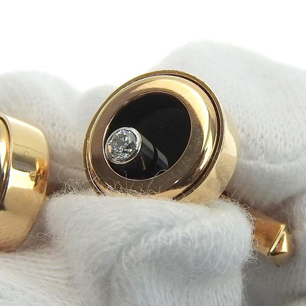 K18PG Platinum and Black Stone Cufflinks with 0.05ct Melée Diamonds, Gold Men's Accessory - Preowned  in Excellent Condition