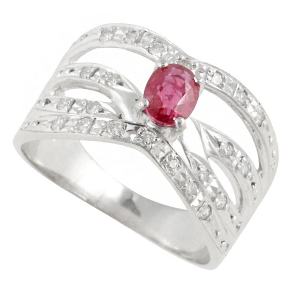 Unbranded Platinum PT900 Ring with 0.57ct Ruby and 0.15ct Diamond (Size 12) for Women - Preloved in Excellent Condition