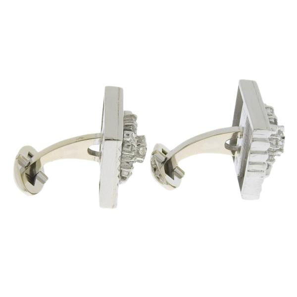 Natural Diamond Cufflinks, Pt900, Pave Diamond 0.28ct, 0.31ct, Platinum, For Men, Pre-owned in Excellent Condition