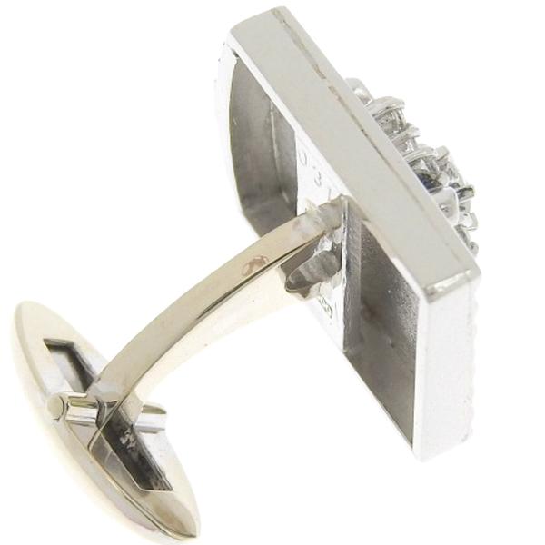 Natural Diamond Cufflinks, Pt900, Pave Diamond 0.28ct, 0.31ct, Platinum, For Men, Pre-owned in Excellent Condition