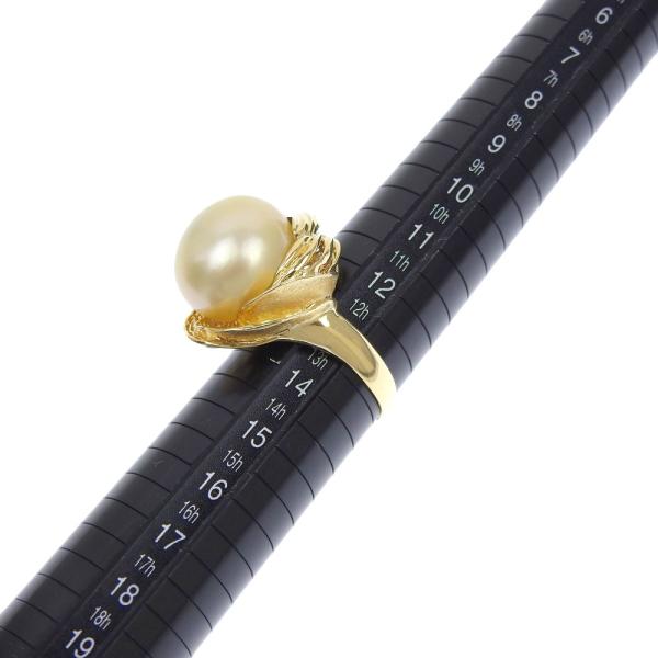 K18YG Ring with White Butterfly Cultured Pearl, Golden Pearl (14+mm) & Diamond Size 13, No Brand, Gold Women's - Preloved in Excellent Condition