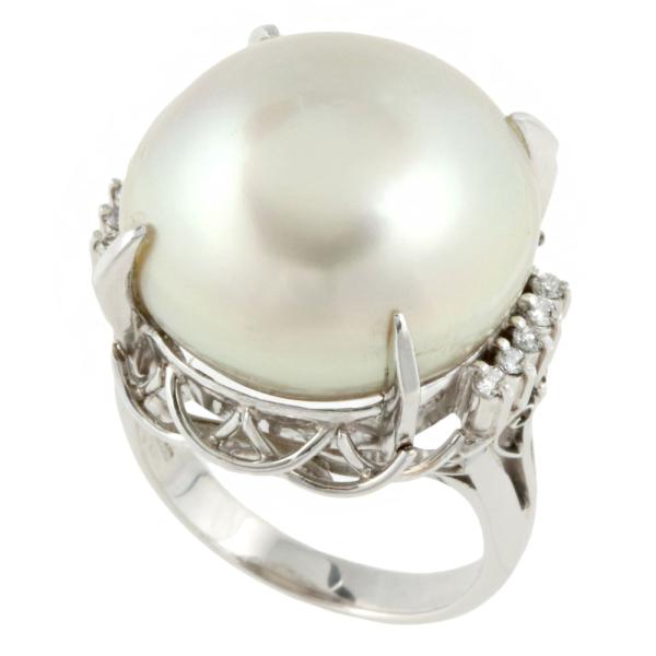 "Pearl Ring with Approximate 18.4-18.7mm Diamond in Pt900 Platinum Size 14 by No Brand" in Excellent Condition