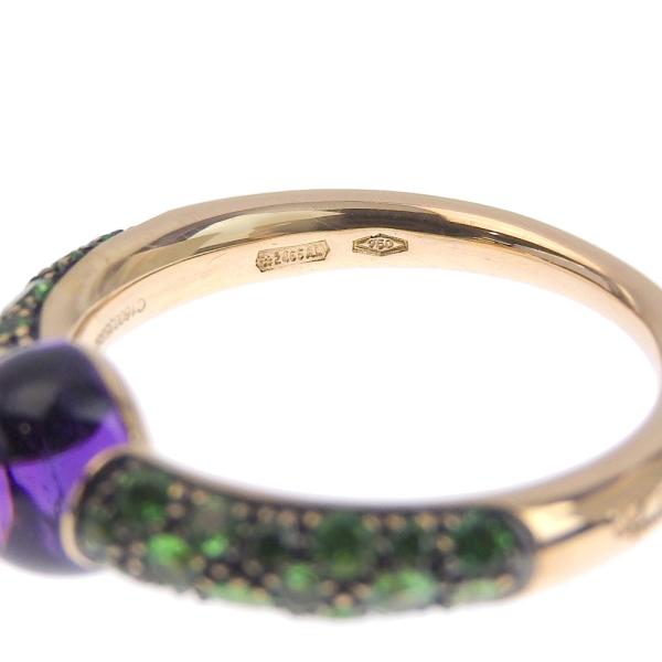 Pomellato Ring with Natural Quartz, Amethyst, Tsavorite & K18 Pink Gold - Ring Size 9 for Women in Excellent Condition