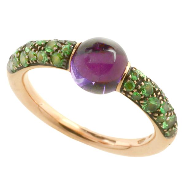 Pomellato Ring with Natural Quartz, Amethyst, Tsavorite & K18 Pink Gold - Ring Size 9 for Women in Excellent Condition