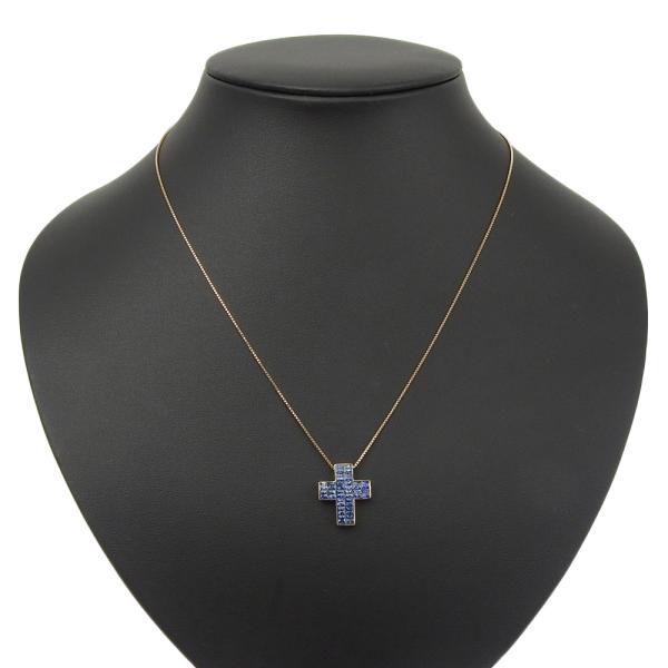 1.85ct Blue Sapphire Mystery Setting Cross Necklace in K18 Pink Gold  in Excellent Condition