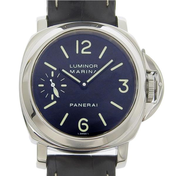 PANERAI Luminor Marina Men's Small Second Watch, Without Date, SS/Leather, Black in Excellent Condition