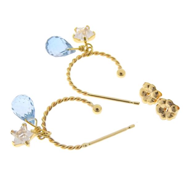 18K Clear Stone Dangle Earrings