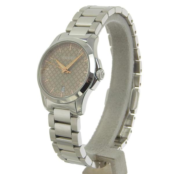 GUCCI G-Timeless Ladies' Quartz Battery Watch with Date, Stainless Steel, Brown 126 5 YA126594