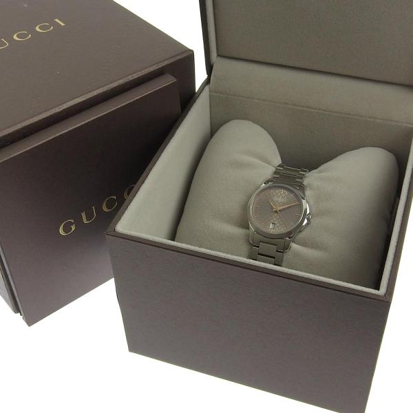 GUCCI G-Timeless Ladies' Quartz Battery Watch with Date, Stainless Steel, Brown in Great Condition