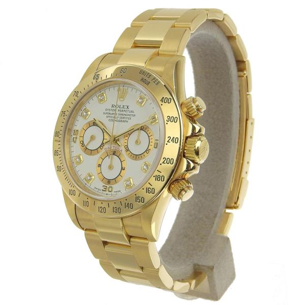 Rolex Daytona Chronograph Men's Watch with 8P Diamond and White Dial 16528G, Made of 18K Yellow Gold 16528G