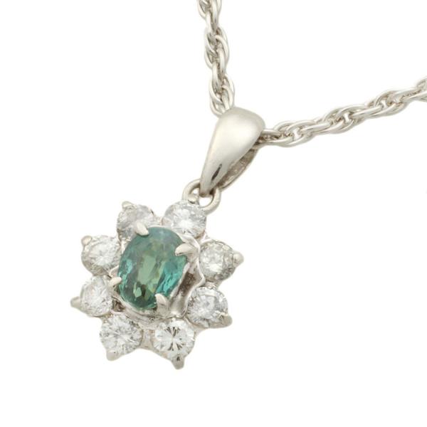 No Brand Necklace in PT850/PT900 Platinum with 0.31ct Alexandrite and 0.34ct Diamonds - Ladies' Elegance in Excellent Condition