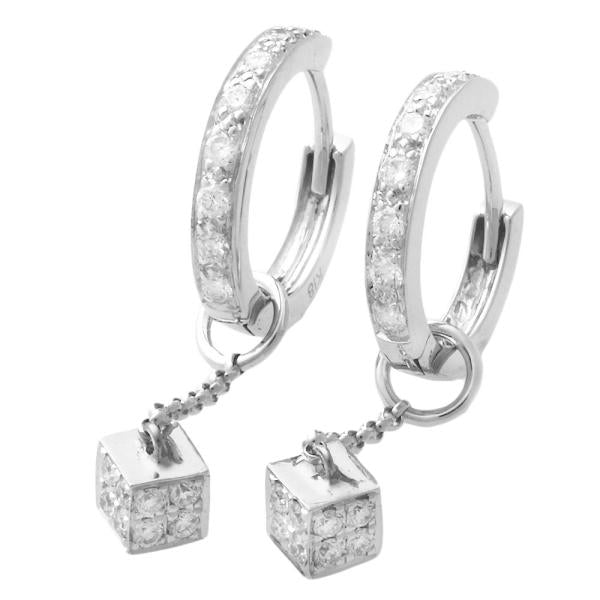 18K Diamond Hoop Dice Earrings  in Great Condition