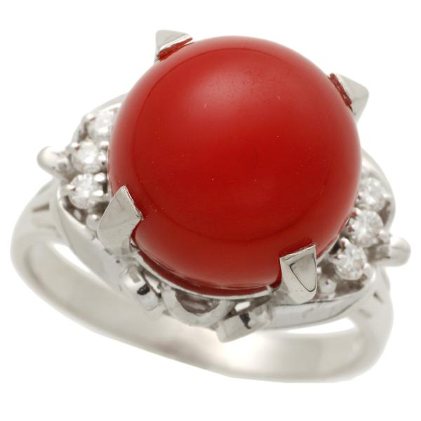 Platinum Coral Ring in Excellent Condition