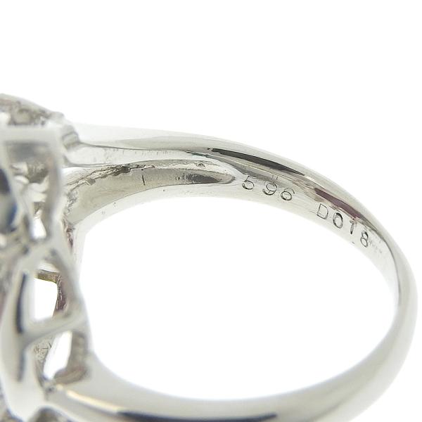 [LuxUness]  No Brand, Women's Silver Ring with 5.96ct Natural Coral and 0.18ct Diamond, Material in Excellent condition