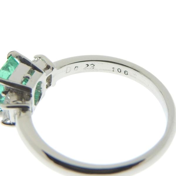 Platinum Pt900 Ring Featuring 1.06ct Emerald and 0.23ct Diamond, Size 12.5, Women's Silver Jewelry, Preloved