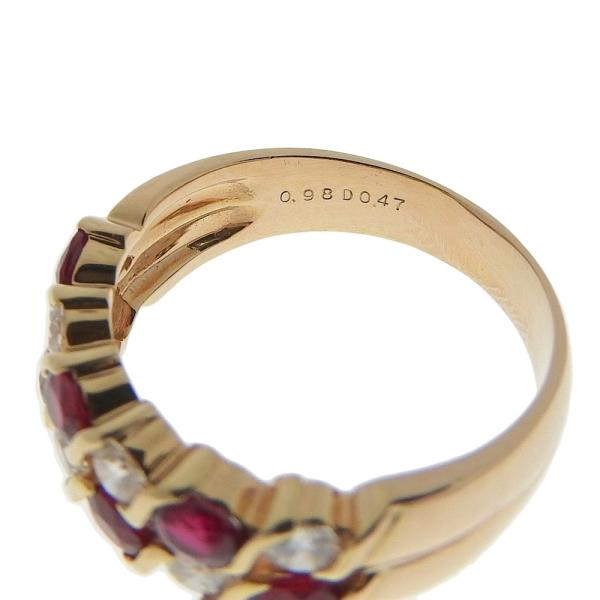 Simple Unbranded Ring, K18PG Material, 0.98ct Ruby, 0.47ct Diamond, Size 15, Gold, for Women, Pre-owned