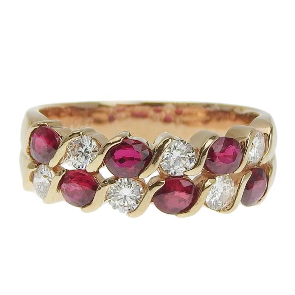 Simple Unbranded Ring, K18PG Material, 0.98ct Ruby, 0.47ct Diamond, Size 15, Gold, for Women, Pre-owned in Excellent Condition