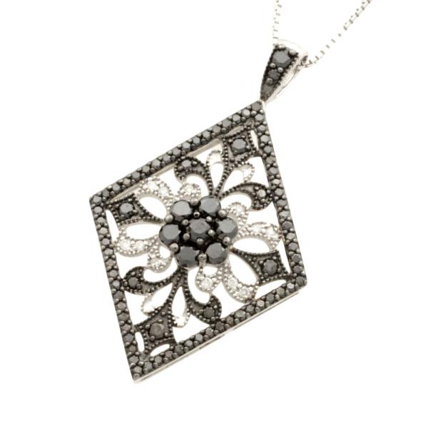 Design Necklace of K18WG/K14WG with 1.07ct Melee Black Diamond, Women's, No Brand in Excellent Condition