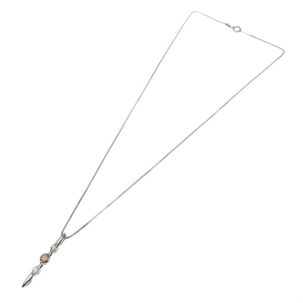 [LuxUness]  K18 White Gold Simple Necklace featuring 3P Diamond, 0.50ct - For Women in Excellent condition