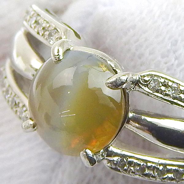 Pt900 Platinum Ring with Natural Chrysoberyl Cat's Eye 2.78ct, Melee Diamond 0.13ct, Size 13, Women's Chrysoberyl Cat's Eye Ring Size 13 Silver Ladies 【Used】 in Excellent Condition