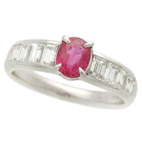 0.88ct Pink Sapphire and 0.87ct Melee Diamond Ring in PT900 Platinum in Excellent Condition