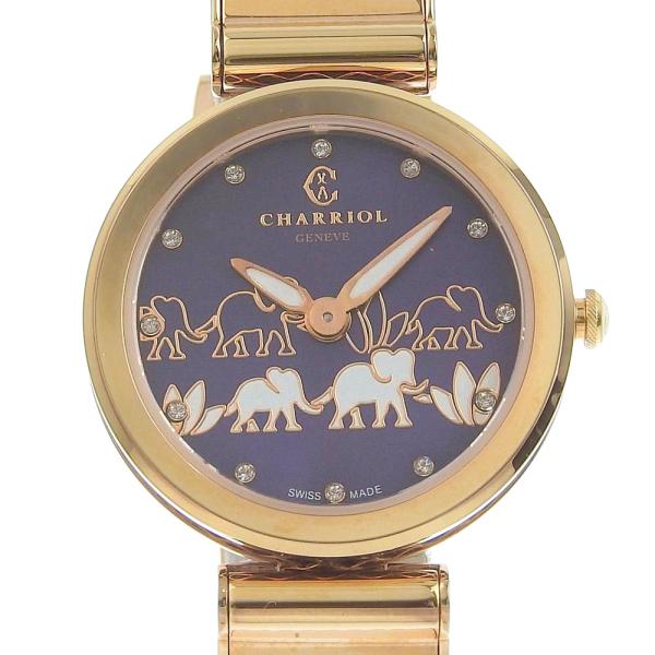 Charriol Forever Women's Quartz Wrist Watch with Purple Dial and Gold Finish [Used] in Great Condition