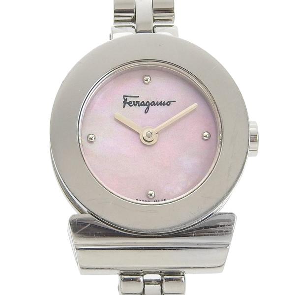 Salvatore Ferragamo Gancini with Shell Dial Ladies Watch FBF070017, Silver Stainless Steel, Secondhand in Very Good Condition