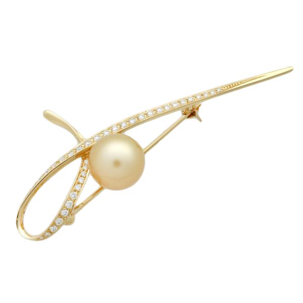 18K South Sea Pearl Brooch in Great Condition