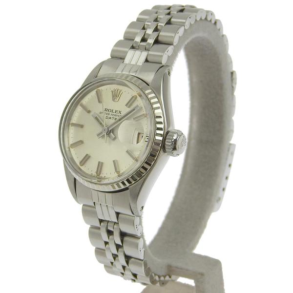 Rolex Date Ladies' Automatic Watch, Silver Display, Vintage, Manufactured around 1967, Stainless Steel Material, Pre-owned 6517/21番台