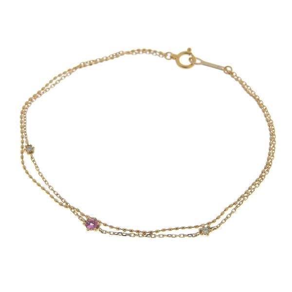 Charming 4°C Bracelet, K18PG, Pink & Clear Stones, Women's Gold, Preowned