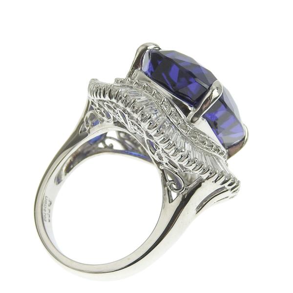 Natural Zoisite Ring, Pt900, Tanzanite 26.90ct, Pave Diamond 2.73ct, Size 13, Platinum, For Women, Pre-owned in Excellent Condition