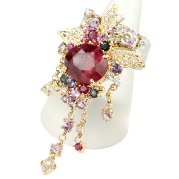 Ring by Fukuhara Sachi, in Platinum Pt900 K18YG, with 8.74ct Ruby, 1.31ct Melee Diamonds, Size 15 for Women (Pre-owned) in Excellent Condition