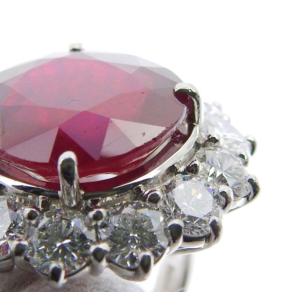 Women's Ring with 14.12ct Ruby and 4.474ct Melee Diamond in Platinum PT900, Size 15 in Excellent Condition