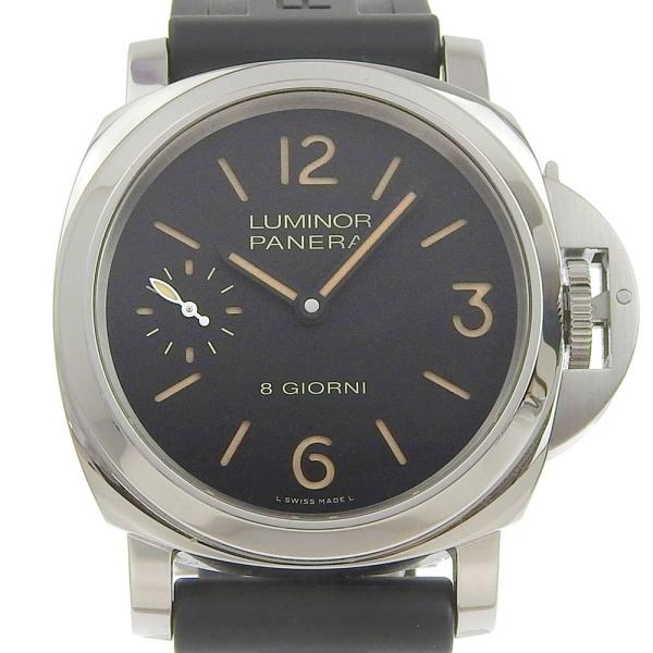 PANERAI Luminor Base 8 Day Men's Watch PAM00915 OP7347 in Stainless Steel and Rubber with Black Display in Excellent Condition