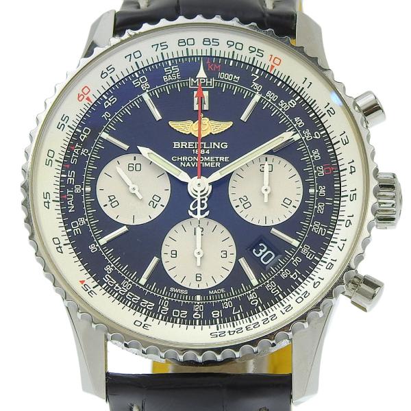 Breitling Navitimer - Men's Automatic Silver Watch with Chronograph and Date Function, in Stainless Steel and Leather [Pre-owned] in Great Condition