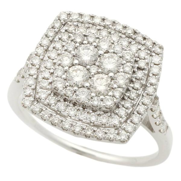 Luxurious 1.00ct Diamond Ring, K18 White Gold, Size 14, No Brand, Women's in Excellent Condition