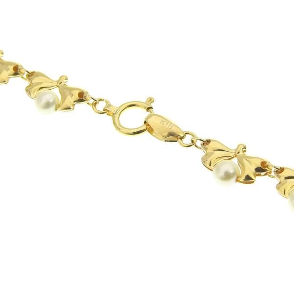 Women's 18K Yellow Gold Necklace with Pearls (Approximately 4.1-4.3mm x33) in Excellent Condition