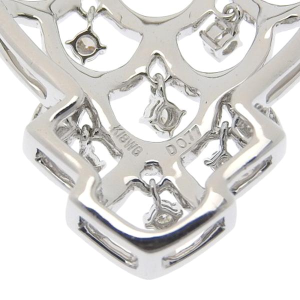 No-brand Owl-Motif Brooch with Pendant in K18WG, featuring 0.77ct Diamonds, Silver, for Women in Excellent Condition