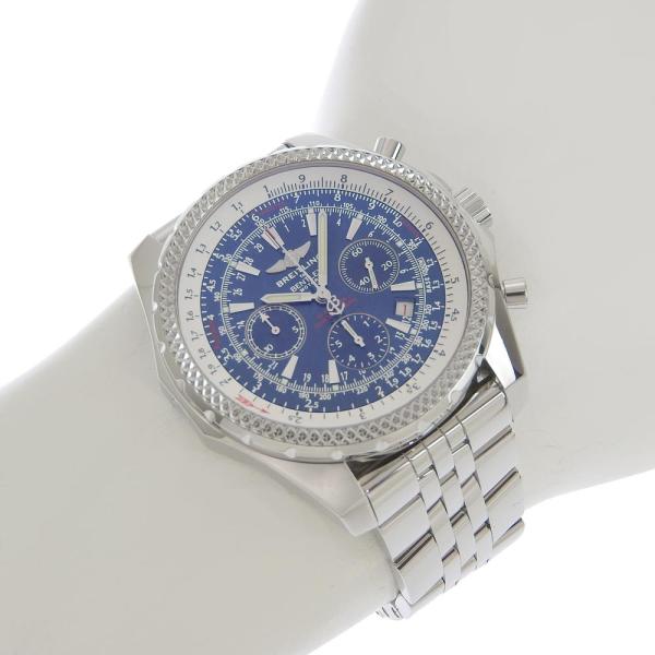 BREITLING Bentley Men's Automatic Chronograph Watch with Blue Dial, Model A25362, in Stainless Steel in Excellent Condition