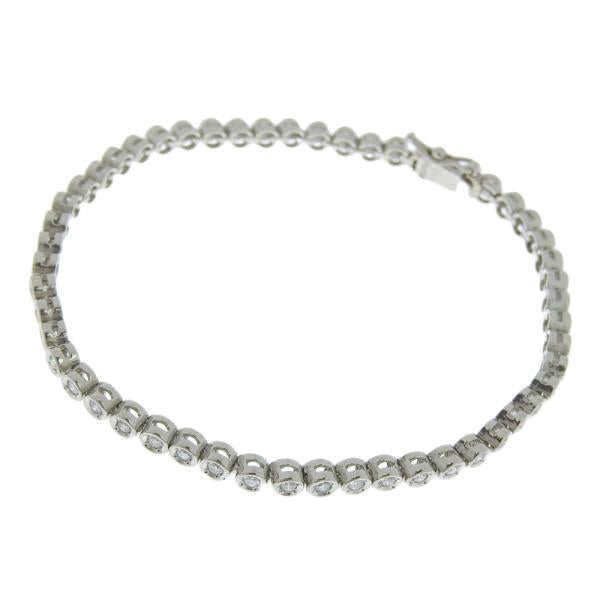 No-Brand Tennis Bracelet with 1.00 ct Diamond, Platinum Pt850, Silver, for Women in Excellent Condition