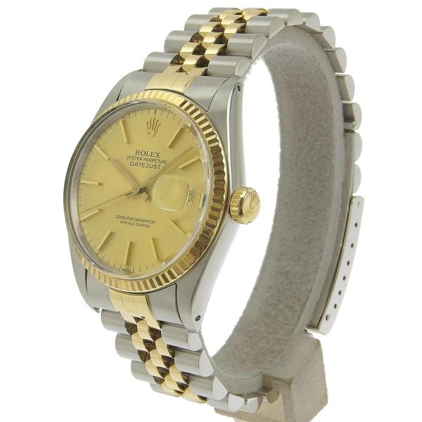 Rolex DateJust Men's Automatic Watch, Champagne Gold Display, Silver, Stainless Steel/18K Yellow Gold Material, 1983 Model, Pre-owned 16013/82番台