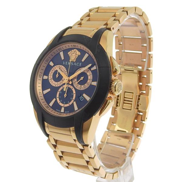 Versace Men's Quartz Wristwatch with Character Chronograph, Date Function and Black Dial, Gold GP/Rubber in Great Condition