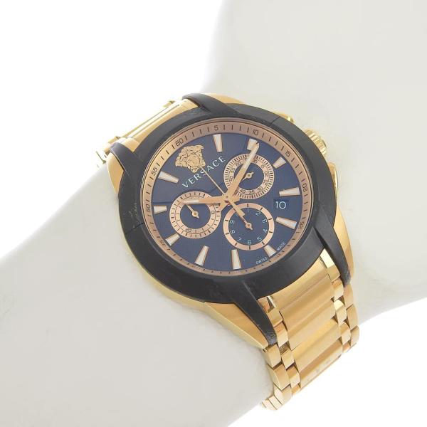 Versace Men's Quartz Wristwatch with Character Chronograph, Date Function and Black Dial, Gold GP/Rubber in Great Condition