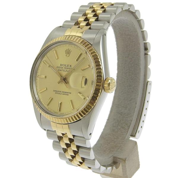 Rolex DateJust Men's Automatic Watch, Champagne Gold Display, Silver, Stainless Steel/18K Yellow Gold Material, 1986 Model, Pre-owned 16013/93番台