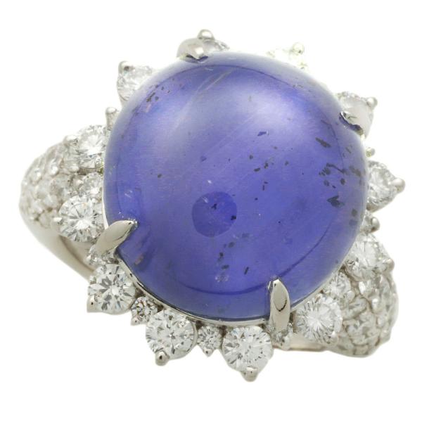 Platinum Pt900 Star Sapphire 26.25ct & Diamond 2.31ct Ring, Size 11, for Women, Pre-Owned in Excellent Condition