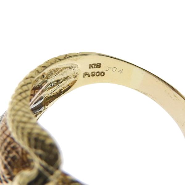 No-brand Snake-Motif Ring in K18YG/K18PG/Pt900 with 0.04ct Diamond, Size 24, Gold, for Men in Excellent Condition