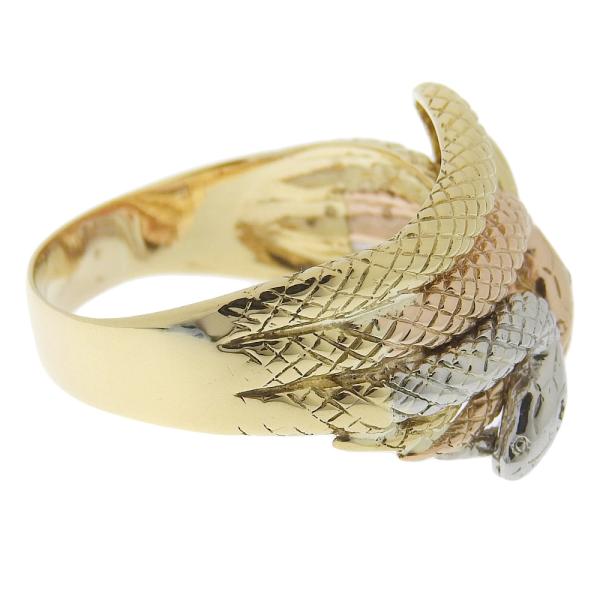 No-brand Snake-Motif Ring in K18YG/K18PG/Pt900 with 0.04ct Diamond, Size 24, Gold, for Men in Excellent Condition