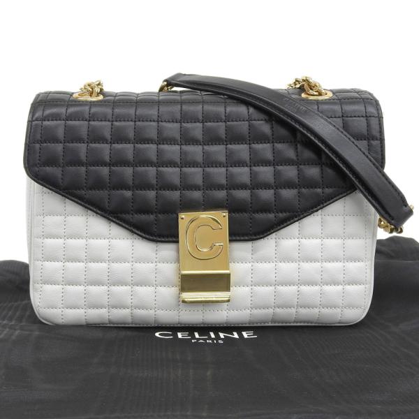 Bicolor C Quilted Leather Shoulder Bag in Great Condition