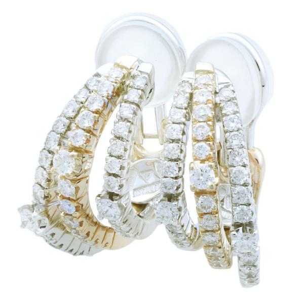 Damiani's Triple Strand Earrings with Melee Diamonds, Set in K18 White Gold, Yellow Gold and Pink Gold for Women (Pre-owned) in Excellent Condition